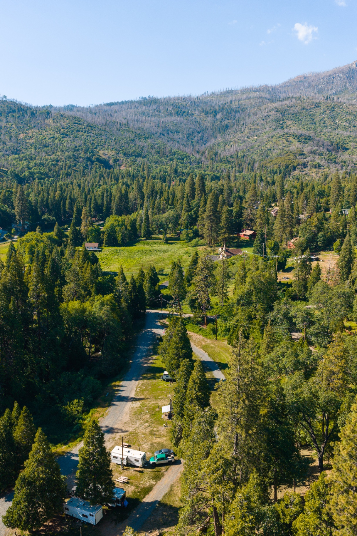 Camp Nelson valley and forested mountain landscape